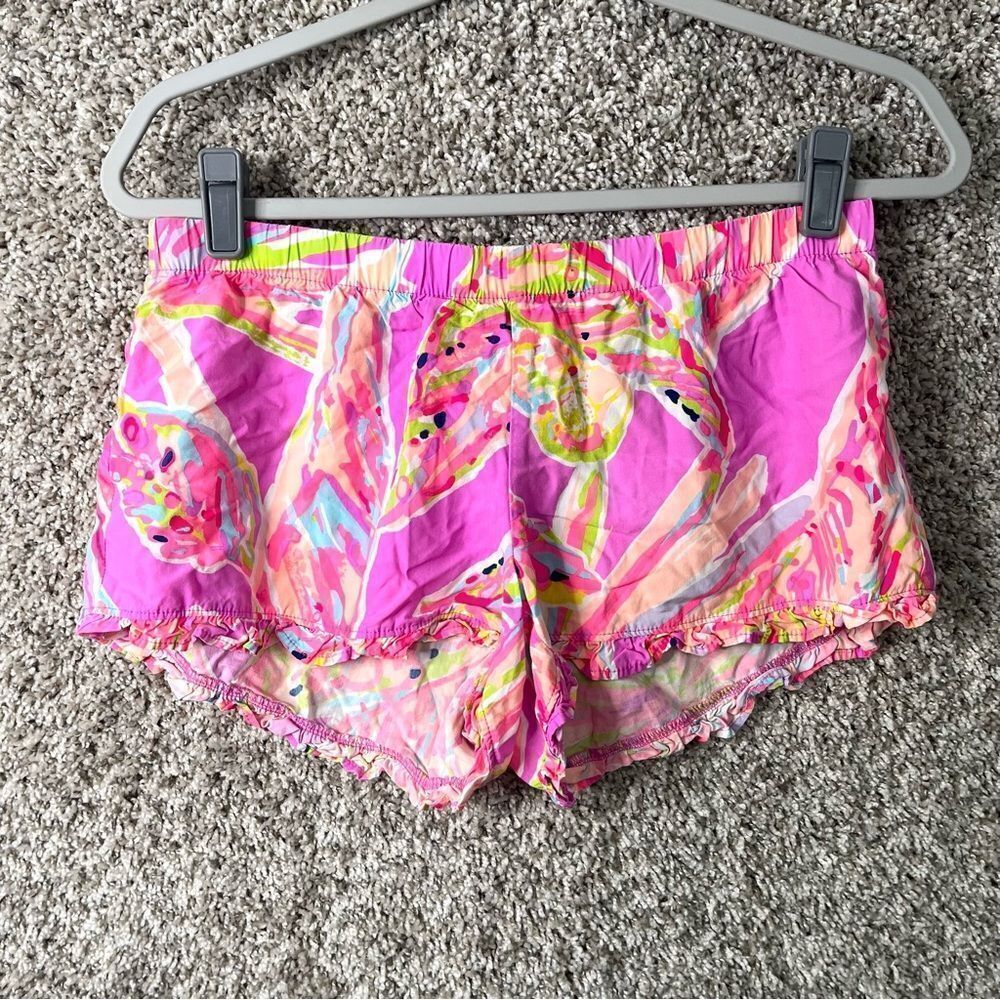 Lilly Pulitzer Shorts Women’s Small Kya Ruffle Hem Pink Beach
